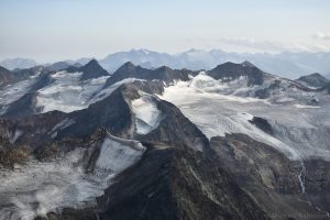 Subaier Wildspitze mit Daunkogelferner und Winndacher Daunkogel mit Sulztalferner gesehen vom Schrankogel