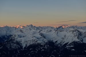 Erste Sonne am Wilden Freiger und der Ruderhofspitze