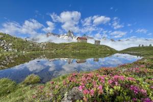 Jagdhütte mit Bergsee